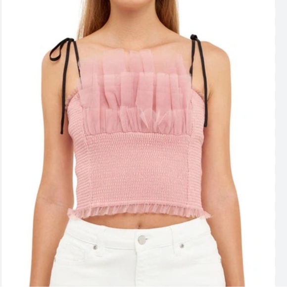 Endless Rose Tulle Crop Tank Top XS - Picture 5 of 12